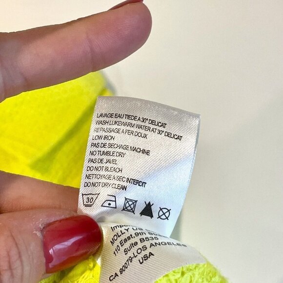 Lili Sidonio Molly Bracken Button Up Blouse Top Womens S Yellow Collared Eyelet - Picture 9 of 10